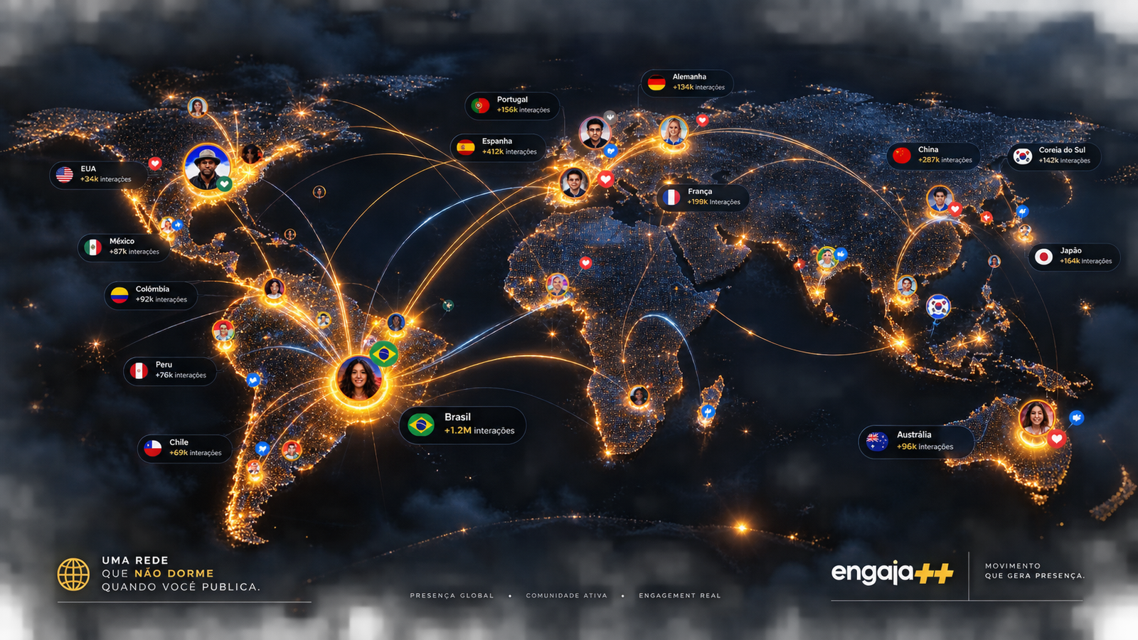 Mapa da operação internacional da Engaja Lab